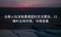 当事人在深夜遭遇猛料无法置信，51爆料全网炸锅，详情查看