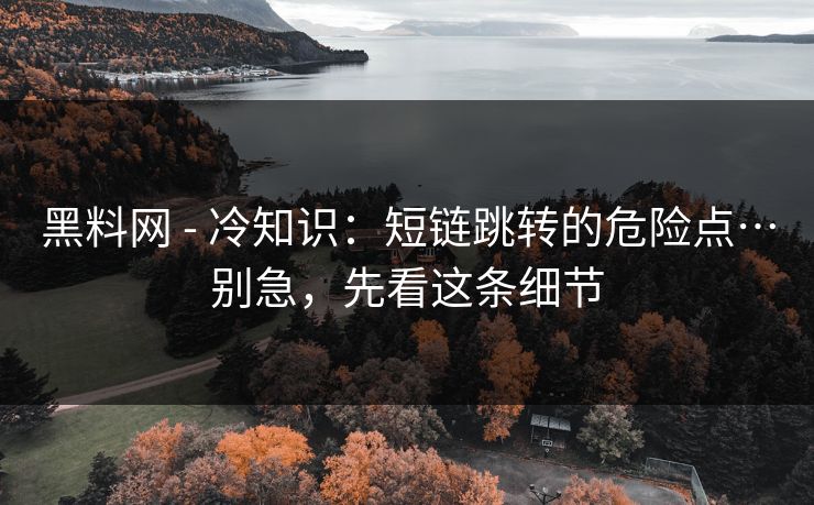 黑料网 - 冷知识：短链跳转的危险点…别急，先看这条细节