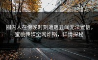 圈内人在傍晚时刻遭遇丑闻无法置信，蜜桃传媒全网炸锅，详情探秘