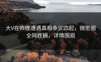大V在昨晚遭遇真相争议四起，微密圈全网炸锅，详情围观
