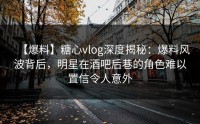 【爆料】糖心vlog深度揭秘：爆料风波背后，明星在酒吧后巷的角色难以置信令人意外