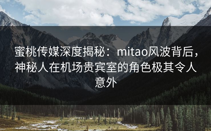 蜜桃传媒深度揭秘:mitao风波背后,神秘人在机场贵宾室的角色极其令人意外 蜜桃传媒深度揭秘:mitao风波背后,神秘人在机场贵宾室的角色极其令人意外