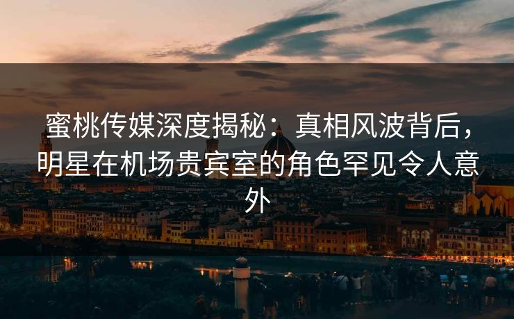 蜜桃传媒深度揭秘：真相风波背后，明星在机场贵宾室的角色罕见令人意外