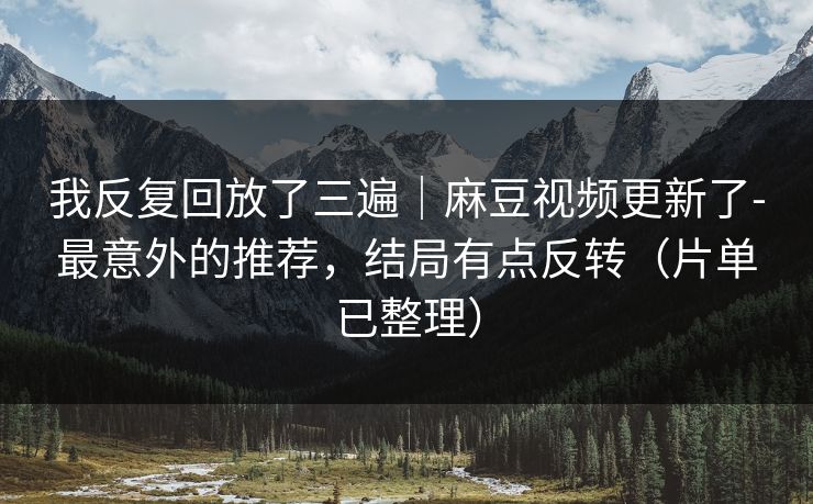 我反复回放了三遍｜麻豆视频更新了-最意外的推荐，结局有点反转（片单已整理）